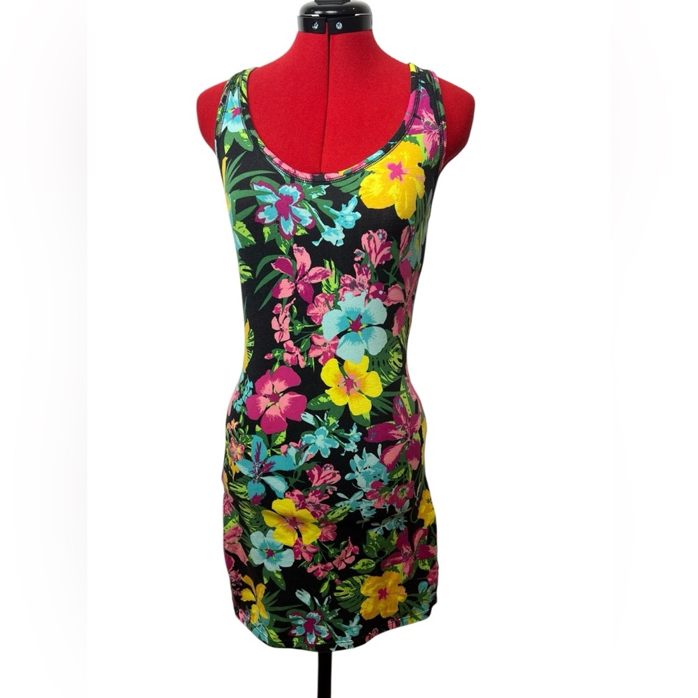 Garage Colorful Tropical Print Tank Top Racer Back Dress